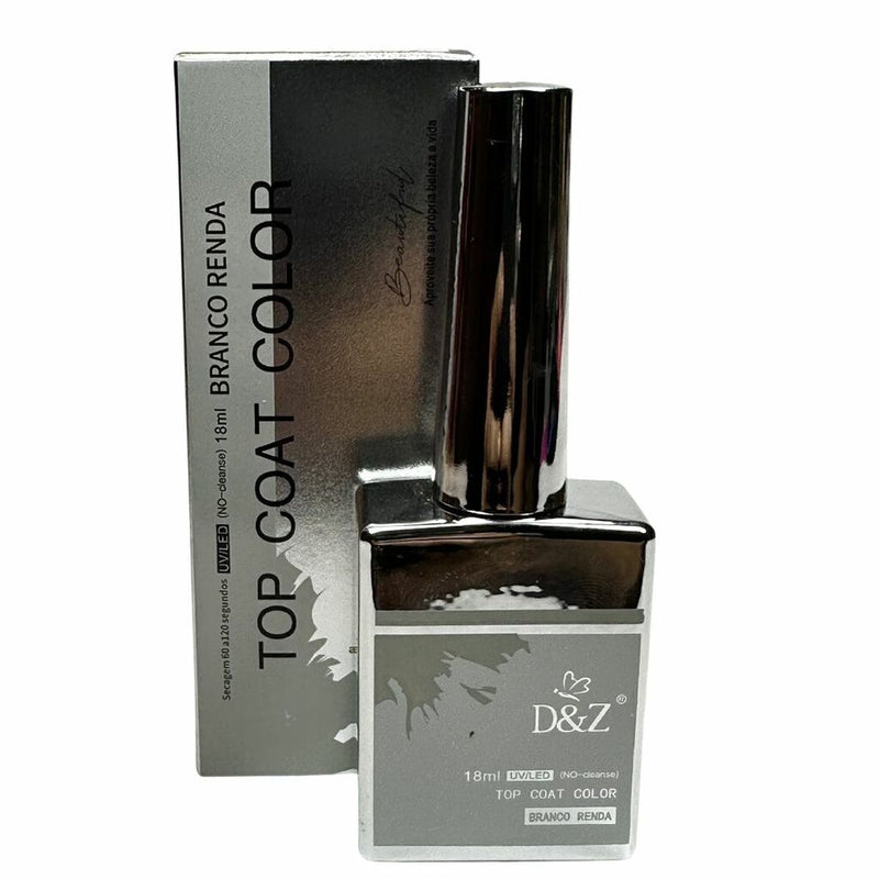 Top Coat Color Branco Renda Unhas Gel 18ml - D&z