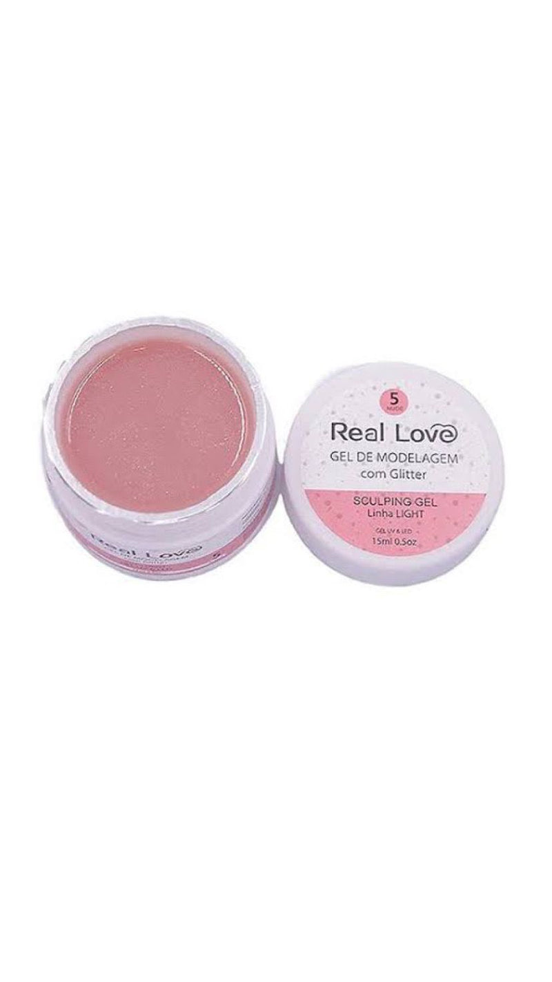 Gel de Alongamento com Glitter para Unhas - Linha Light - 15ml - Real Love