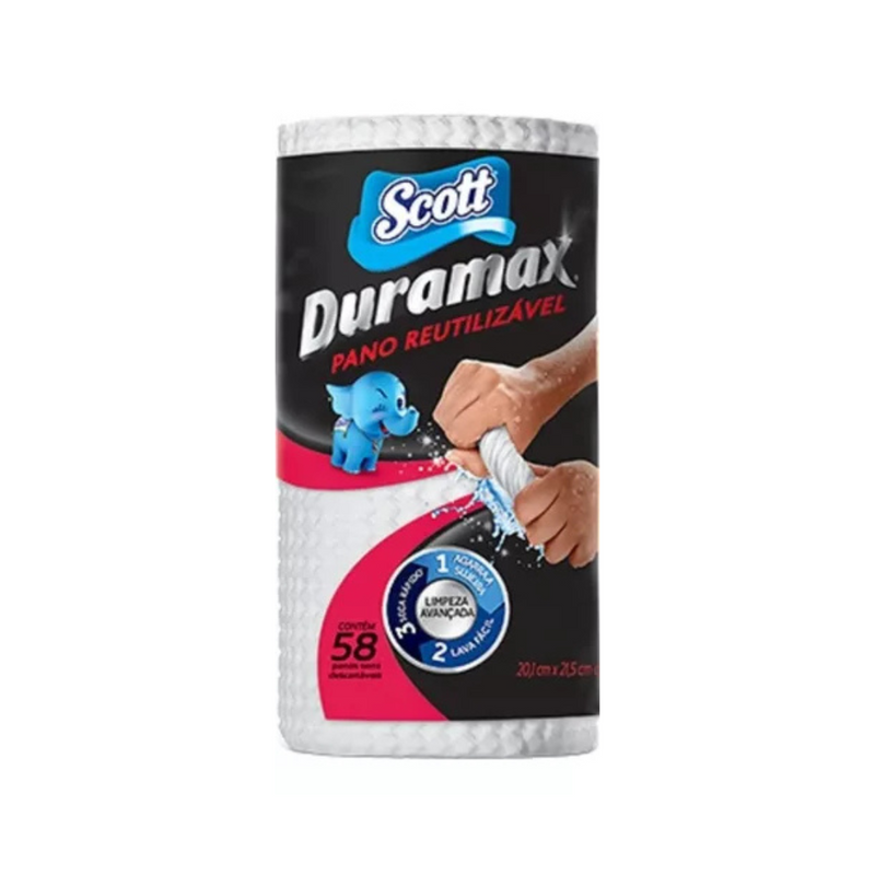 Pano Reutilizável Scott Duramax Rolo 58 Unidades