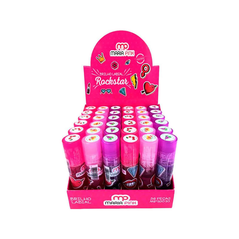 Brilho Labial Rockstar Maria Pink MP-10010 Sortido
