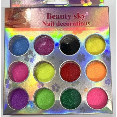 Kit 12 Glitter Pó De Açúcar Lantejoulas Encapsulada Nails Decoração