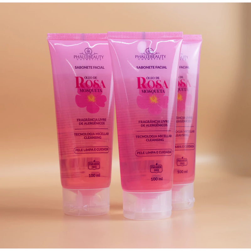 Sabonete Facial Óleo de Rosa Mosqueta 100ml PhálleBeauty PH0175