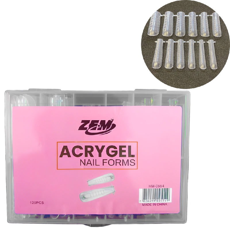 Moldes transparentes Zem acrygel 120 pcs Nail Forms polygel