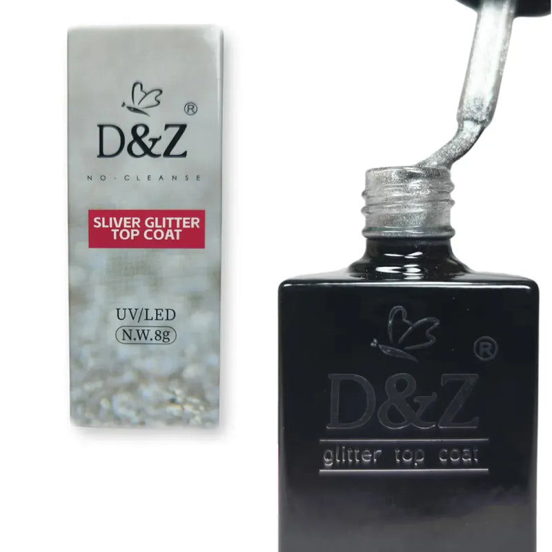 TOP COAT SILVER GLITTER 8ML D&Z