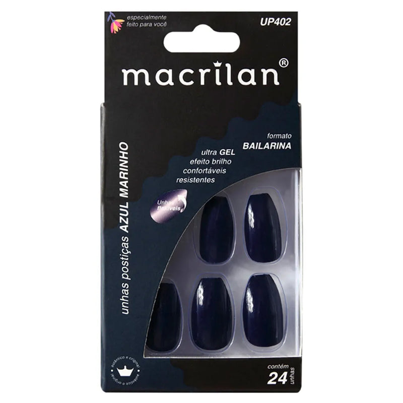Unhas Postiças Estilo Bailarina Azul Marinho - Macrilan - UP402